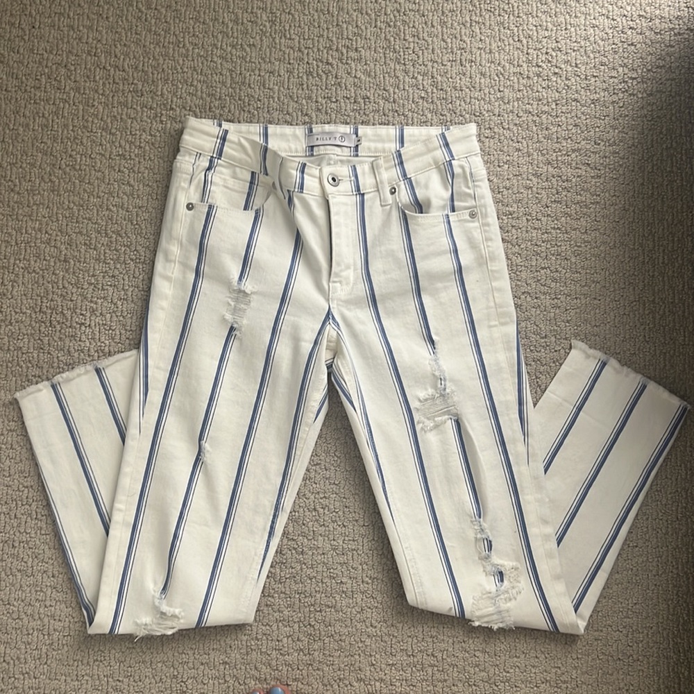 Billy T Striped Distress Jeans